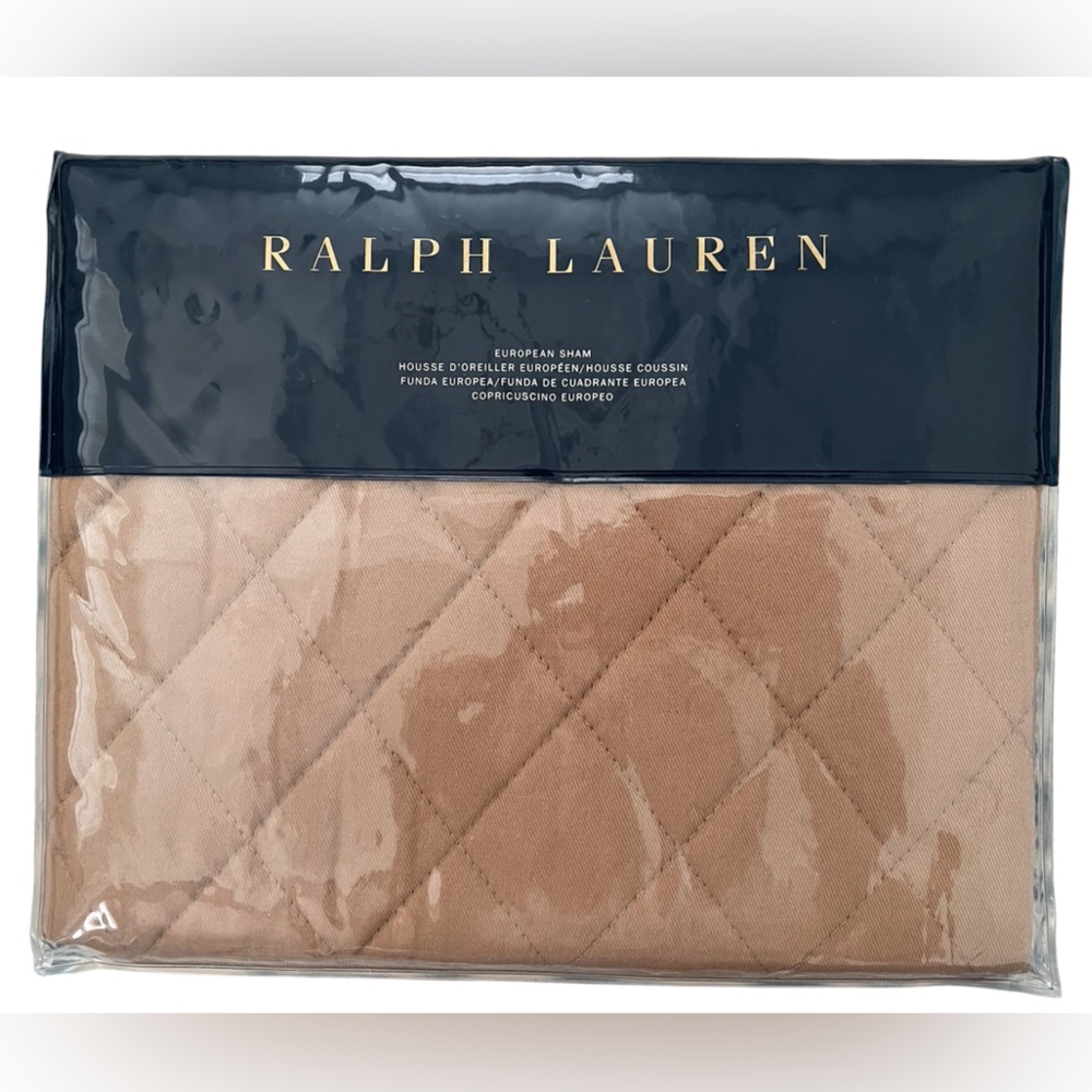 Ralph Lauren Euro Sham Cromwell Quilted Modern Equestrian in Camel 26x26in